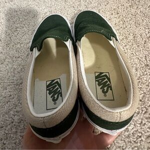 Vans Green and Beige Slip-On